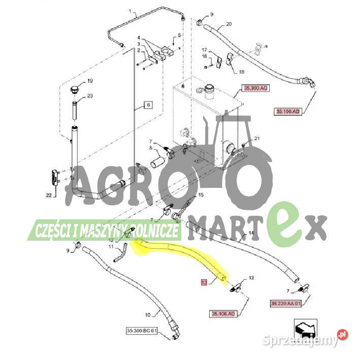 84380499 PRZEWÓD HYDR 254x800 CNH Wichrów