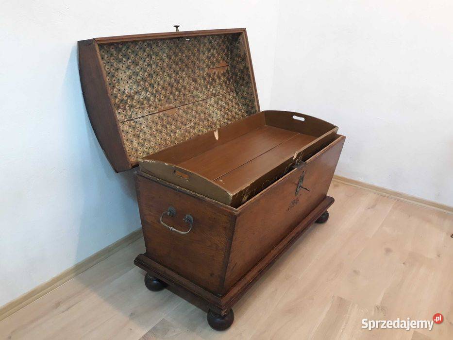 Zabytkowa skrzynia dębowa z okuciami kufer Meble Meble sprzedam