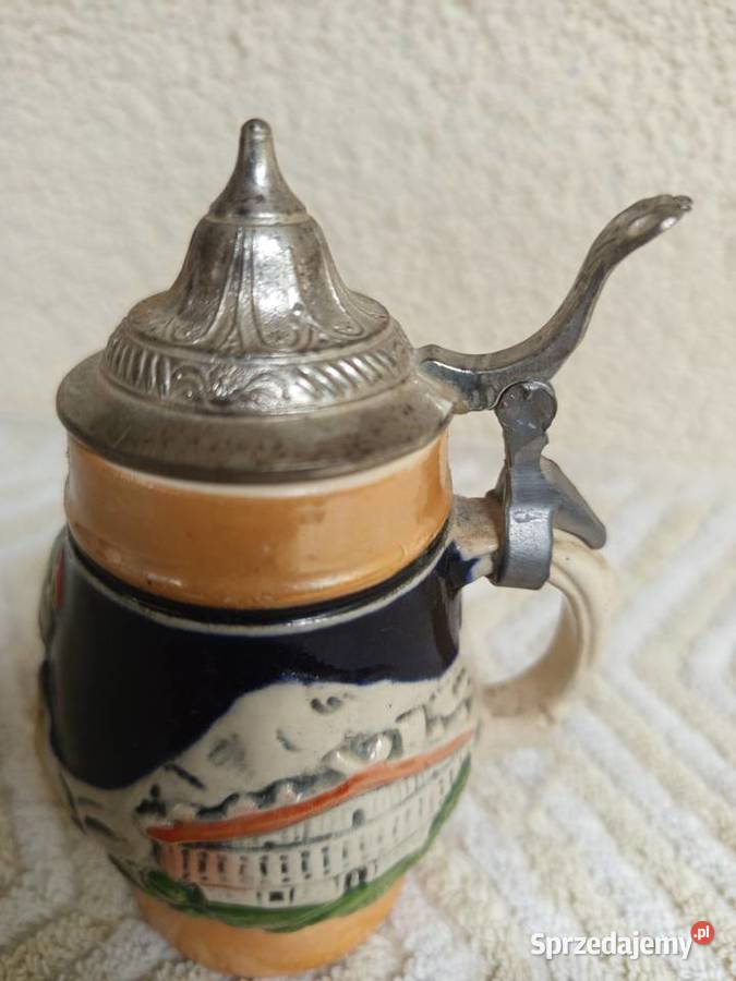 Bawarski kufel ceramiczny z aluminiowym mazowieckie
