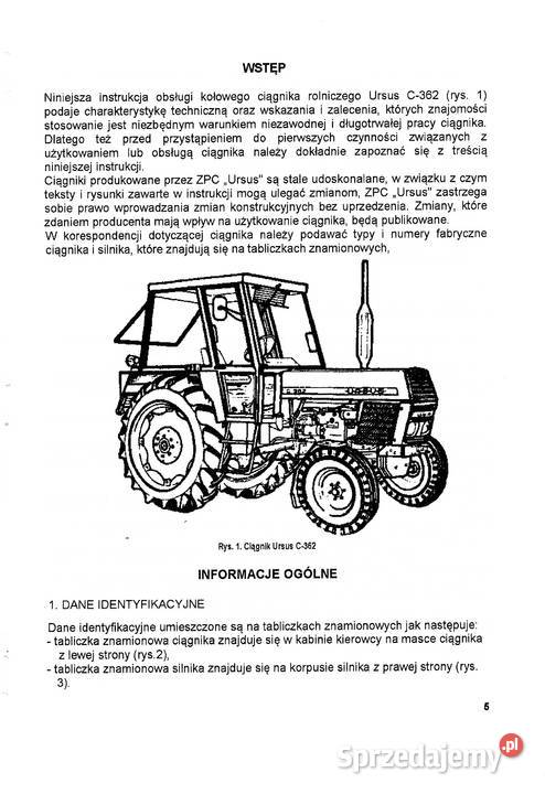Ursus c362 instrukcja obsługi Pozostałe podkarpackie Stalowa Wola sprzedam