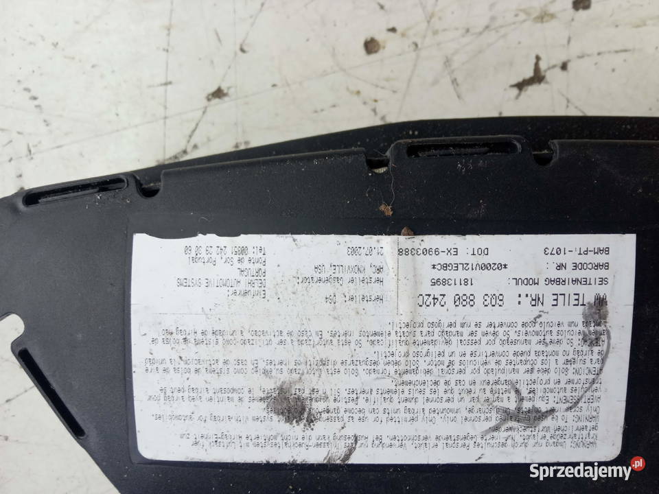 SKODA FABIA PODUSZKI FOTELA osobowe