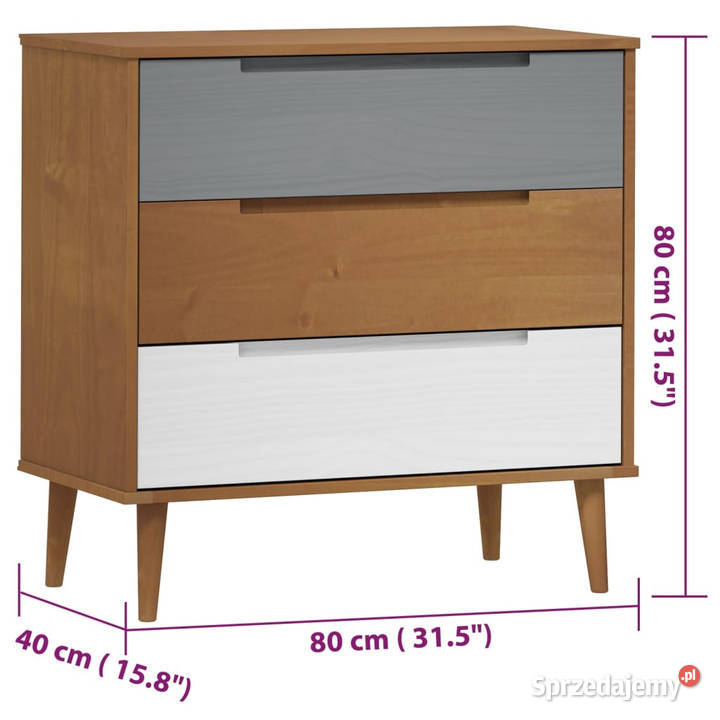 Komoda brązowa MOLDE 80x40x80 lite drewno mazowieckie Warszawa