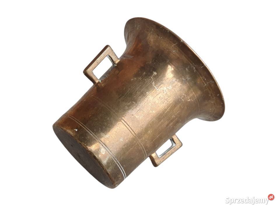 Stary mosiężny moździerz kuchenny sygnowany lata śląskie Cieszyn