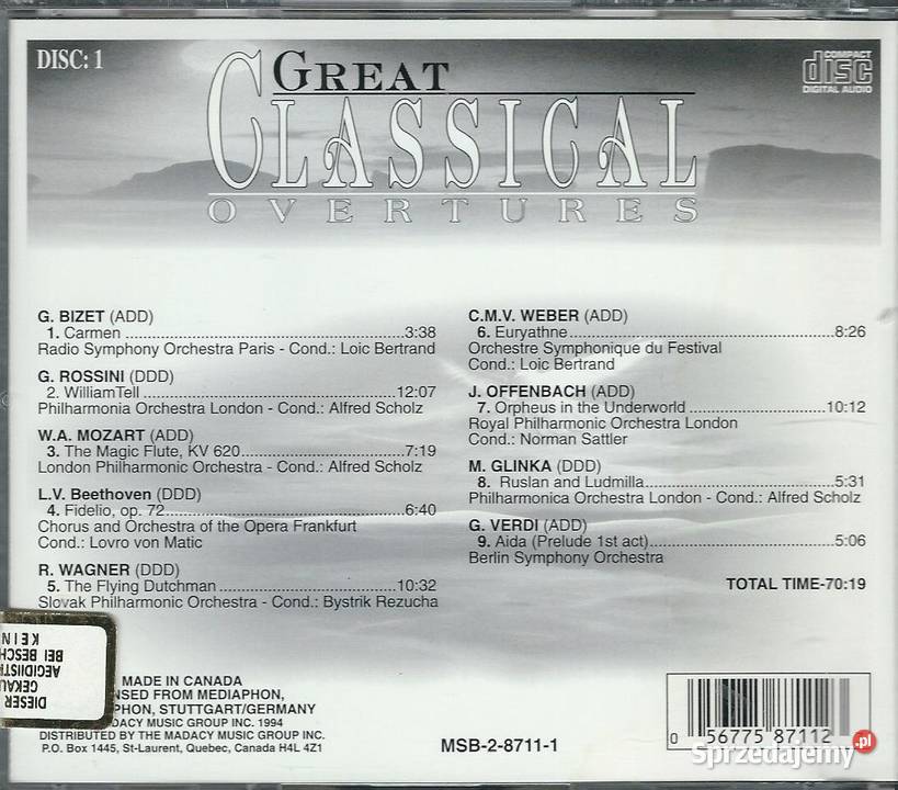 CD Great Classical Overtures Disc 1 1994