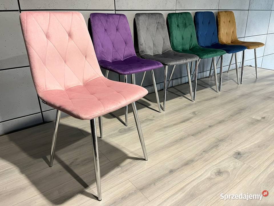 Krzesła tapicerowane pikowane welurowe glamour Białystok sprzedam
