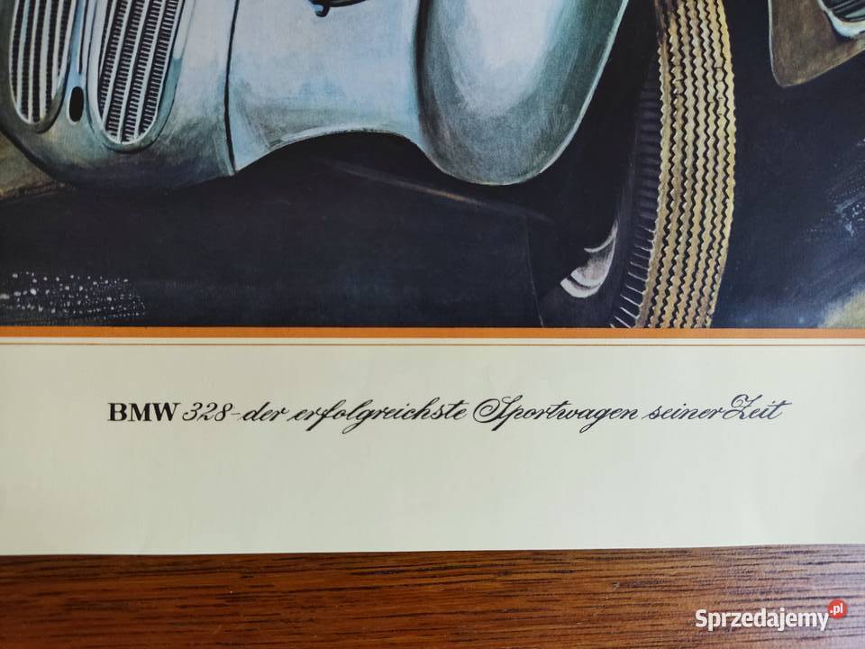 Plakat kolekcjonerski BMW 328 z 1938 roku Głuchołazy