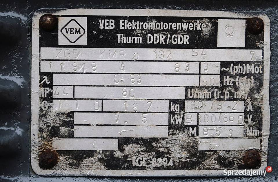 Motoreduktor 75kw 80obrmin Firmy VEM Kargowa