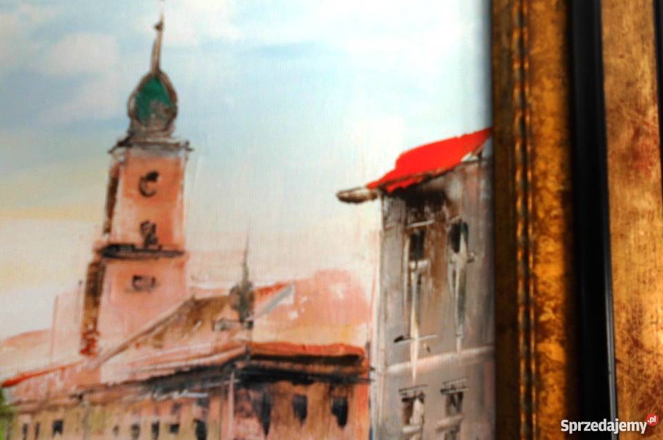 Olej na płótnie malowany szpachlą Plac Zamwowy Warszawa