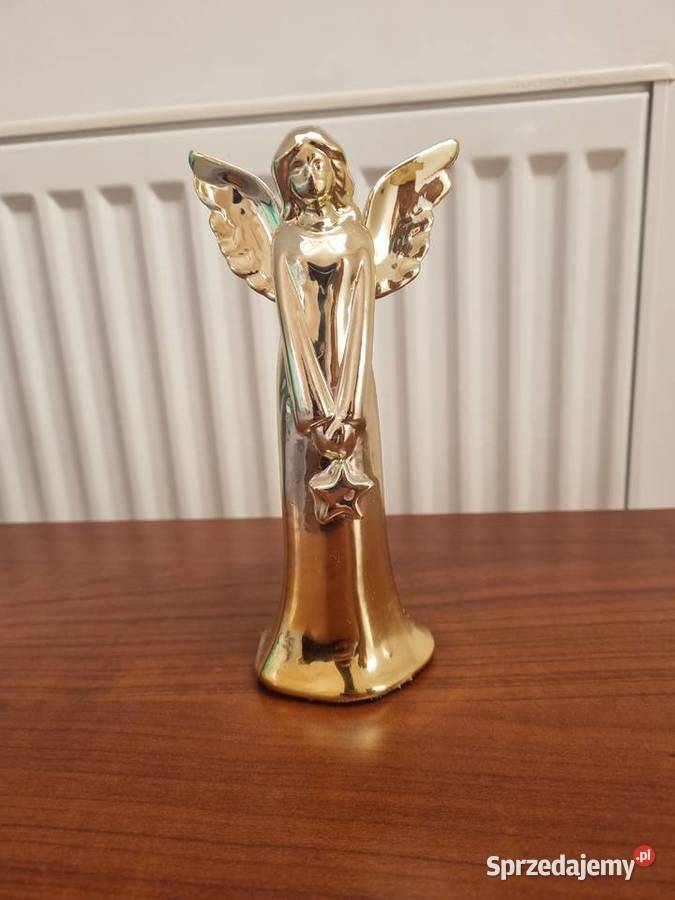 Anioł ceramiczny złoty figurka