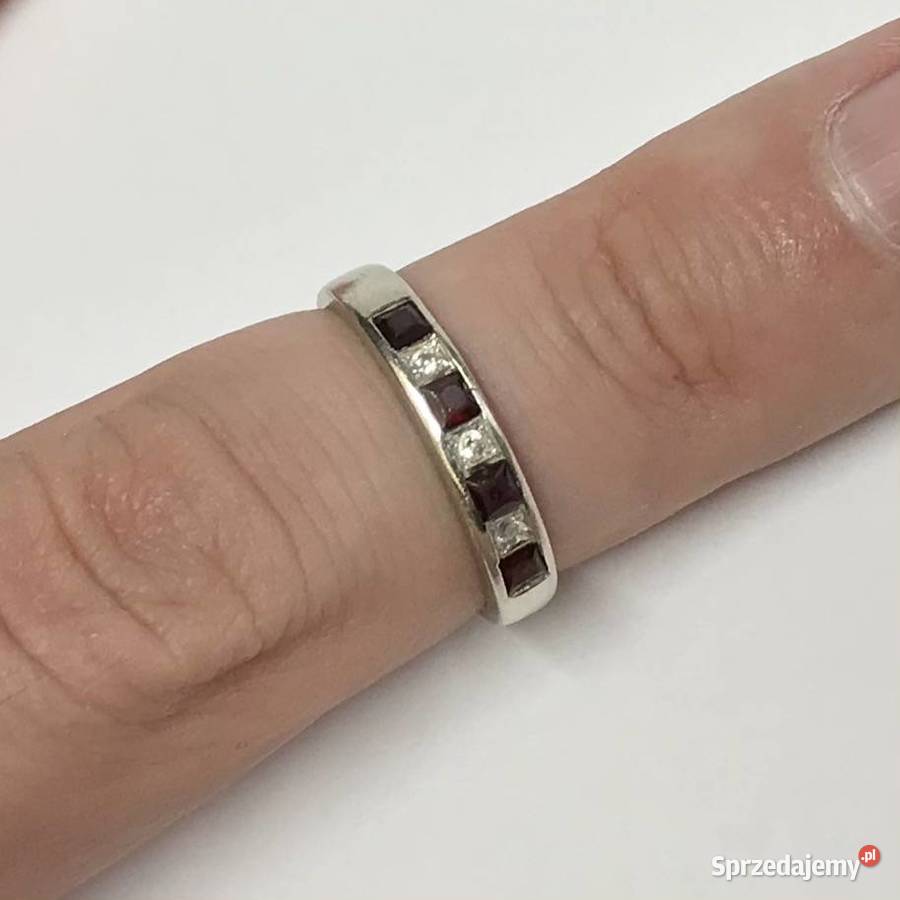 PIERŚCIONEK 585 14K kamienie RUBINY białe ZŁOTO złote mazowieckie Warszawa