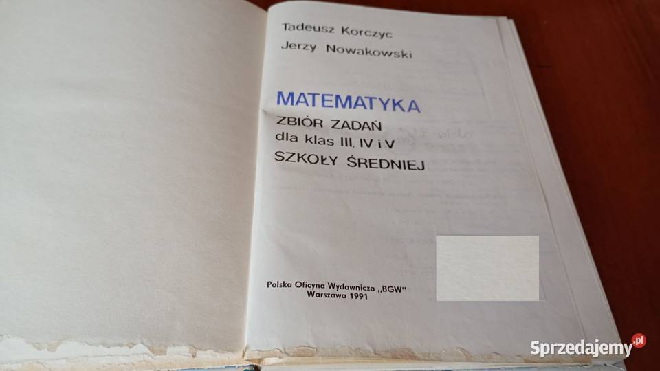Matematyka Zbiór zadań 345 III IV V szkoły Rok wydania 1991 Gdańsk