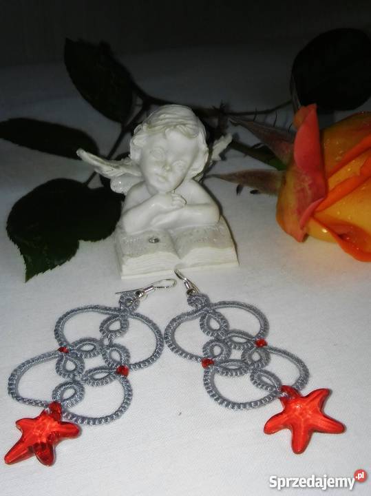 Kolczyki Frywolitkowe Wiśniowa