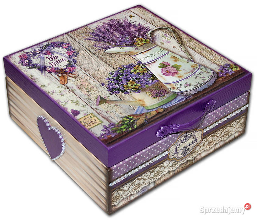SZKATUŁKA pudełko drewniane LAWENDA shabby chic kujawsko-pomorskie Bydgoszcz sprzedam