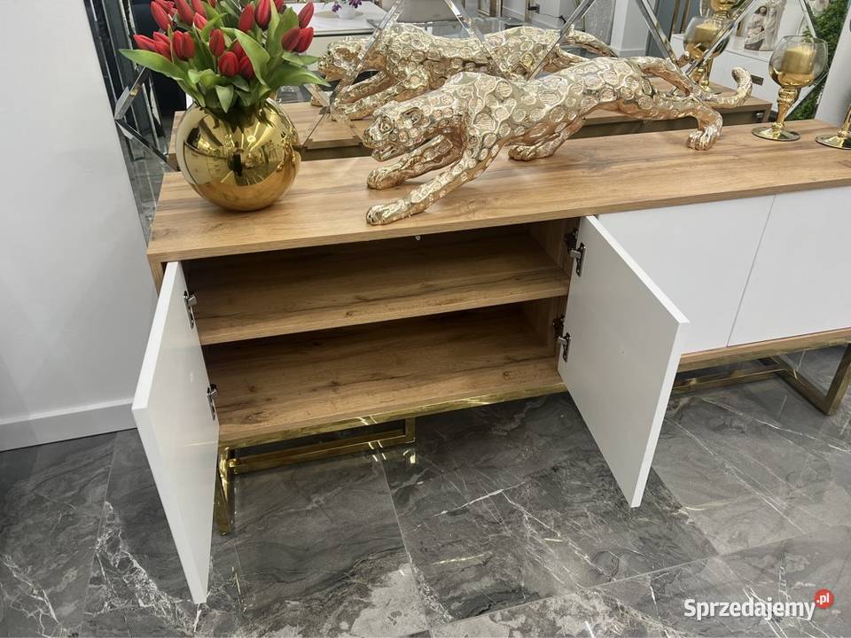 Nowoczesna biała złota komoda Glamour Premium Nowy Sącz