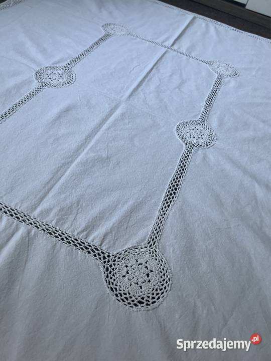 Obrus biały szydełkowy rękodzieło Zabrze sprzedam