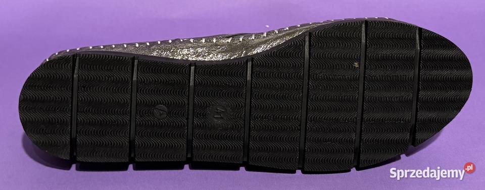 Skórzane damskie platynowe wiązane półbuty Żyrardów