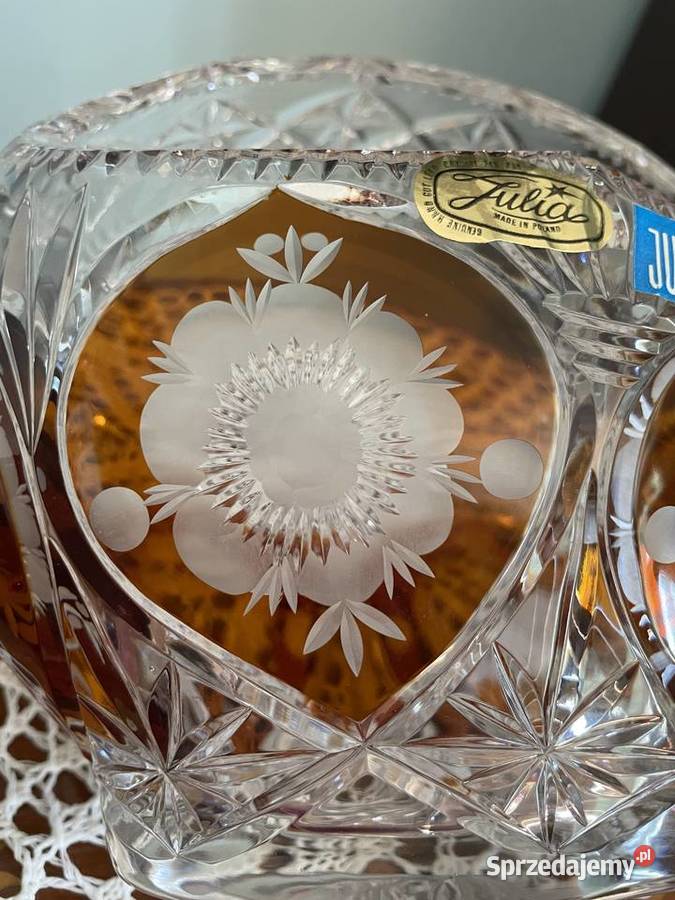 Koszyk z krysztalu palony i grawerowny na kwiaty Porcelana i szkło dolnośląskie Jelenia Góra sprzedam