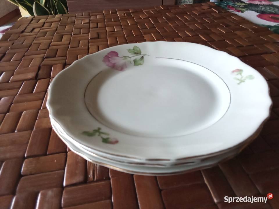 Prl talerzyki deserowe porcelana Koenigszeltz 3 biały Łódź