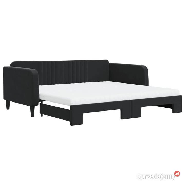 Sofa rozsuwana z materacami czarna aksamit Warszawa sprzedam