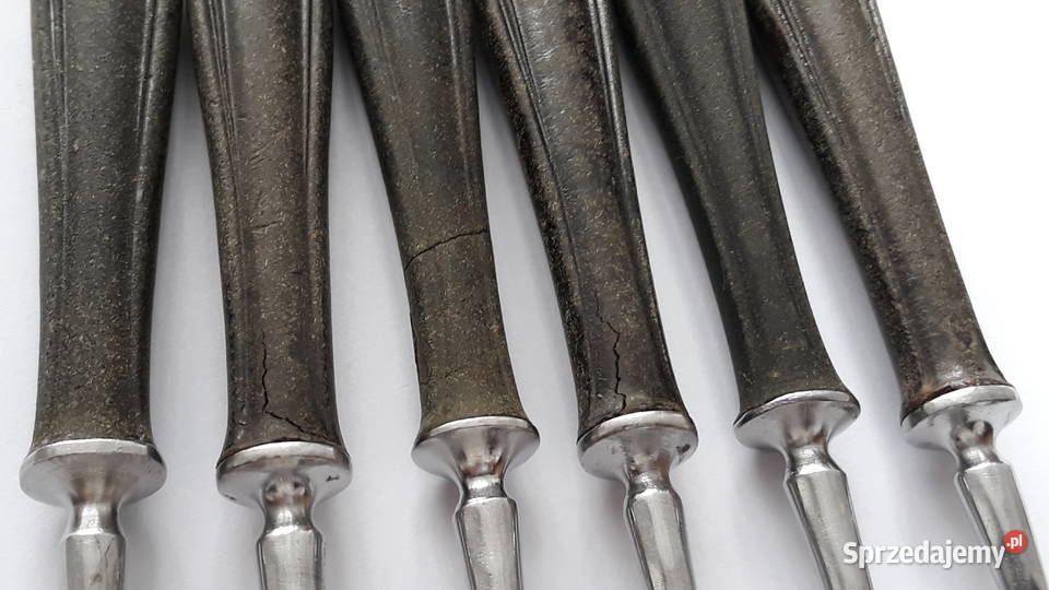 Widelce obiadowe 5 BAKELIT sztućce PRL Dąbrowa Górnicza