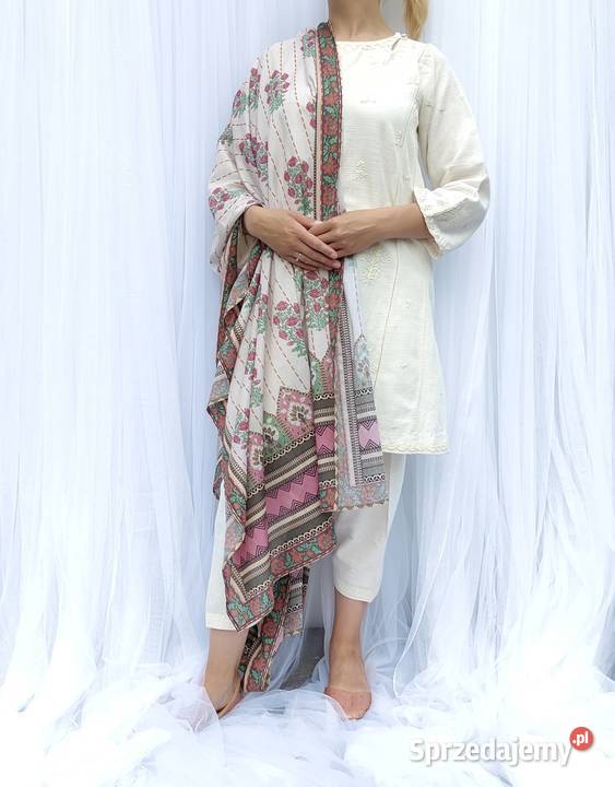 Duża chusta szal dupatta kwiaty bawełna orient Szczecin