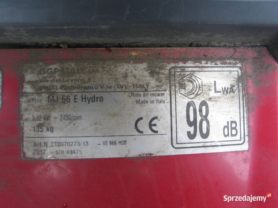 kosiarka traktorek lazer GT MJ66 E hydro silnik Pozostałe