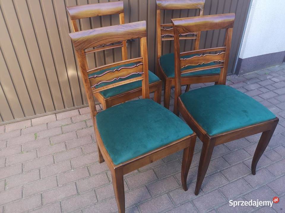 Krzesła 4 Sztuki Orzech ARTDECO Stare Antyk Swarzędz