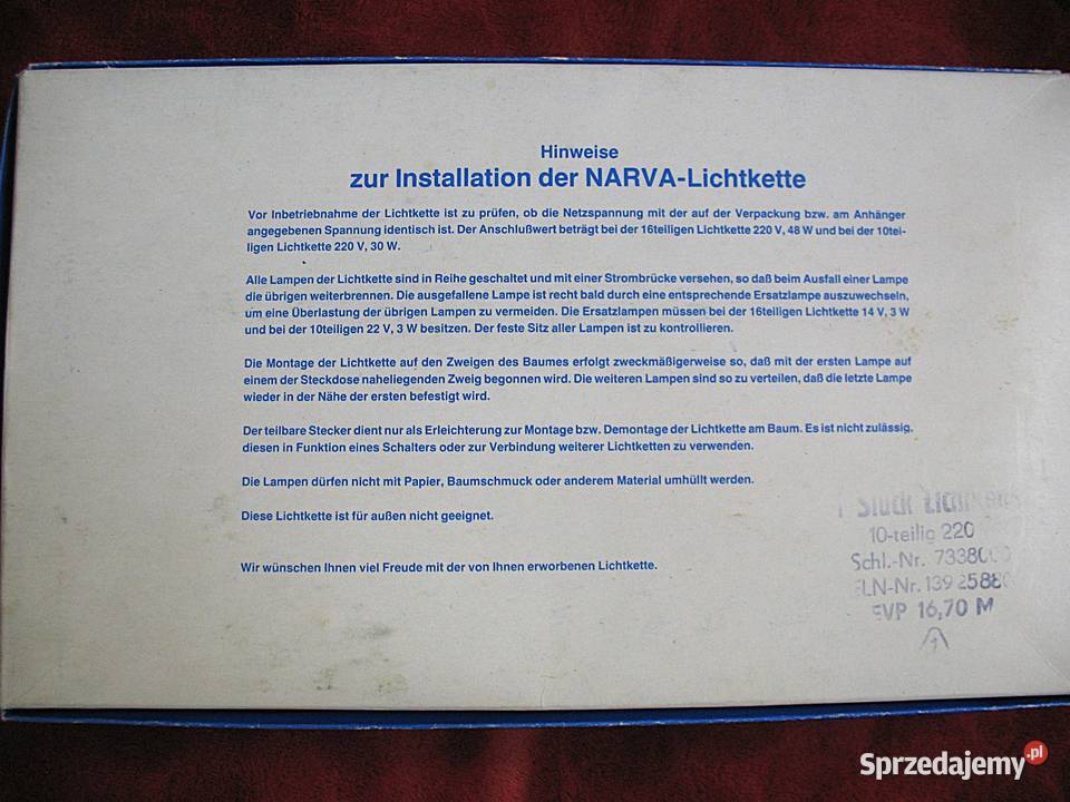Lampki choinkowe Narva sprawne 10 sztuk relikt Pozostałe mazowieckie Siedlce sprzedam