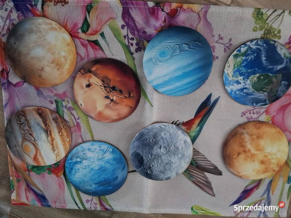 Drewniane podkładki pod kubki planety sprzedam