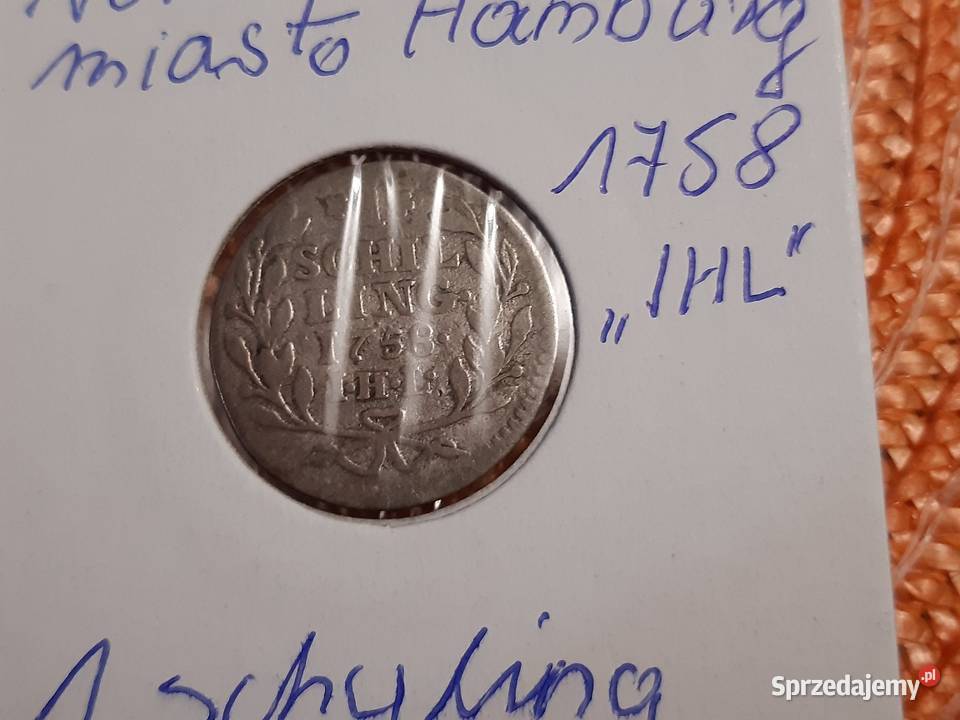 moneta srebrna Wolnego Miasta Hamburg z 1758r