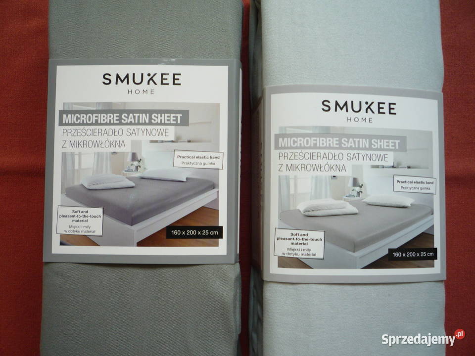 Smukee Nowe Szare Prześcieradło Satynowe z gumką zachodniopomorskie Szczecin