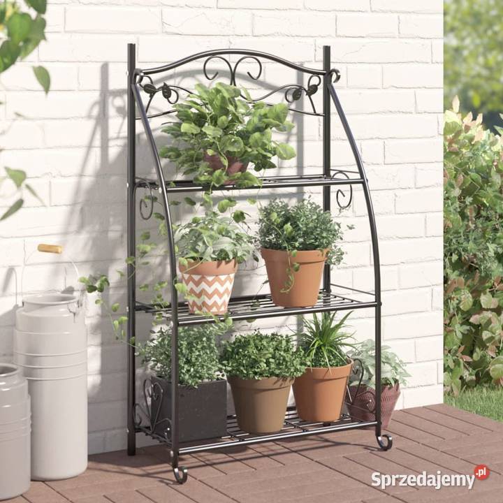 vidaXL Stojak na kwiaty czarny 56x30x96