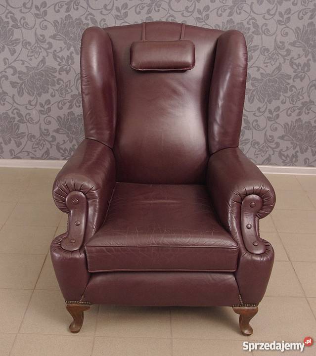 Fotel uszak skóra naturalna wygodny 4111 Nysa