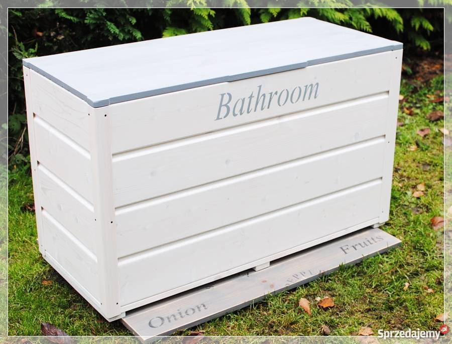 Drewniana skrzynia pojemnik do łazienki Szczecin