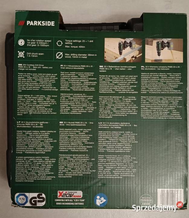PARKSIDE wiertarkowkrętarka akumulatorowa 20 V Narzędzia