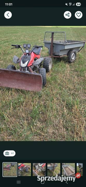 Quad 110 31 z przyczepką i spychem
