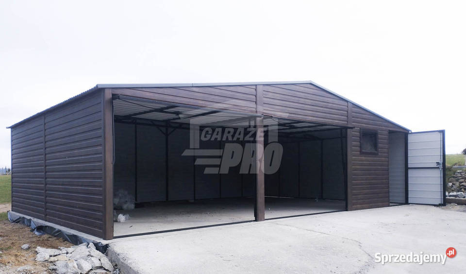 Garaż blaszany 9x6 2x Brama uchylna Ciemny wielkopolskie Konin