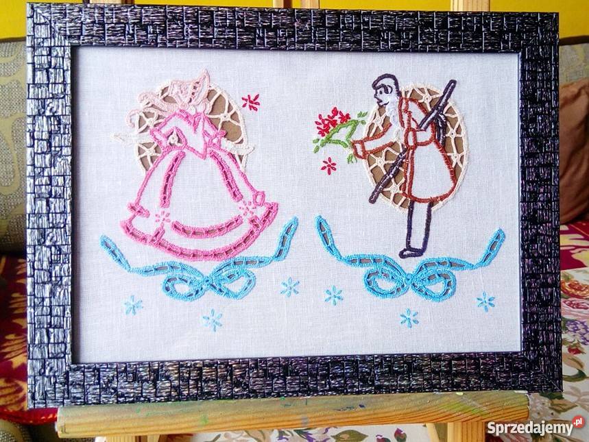 Obraz ręcznie haftowany wielokolorowy Kalisz