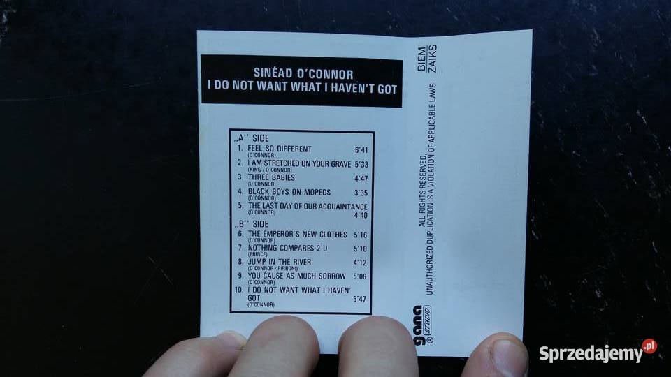 Kaseta magnetofonowa Sinad OConnor I do not want kaseta podlaskie Siemiatycze