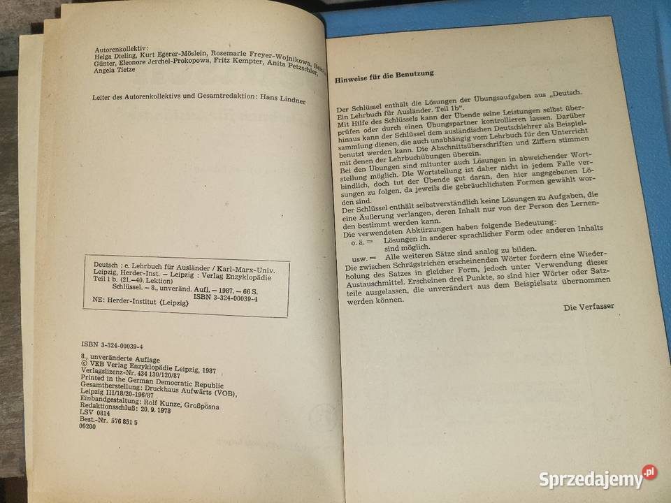 Deutsch Schlssel 1b Klucz odpowiedzi do śląskie Gliwice sprzedam
