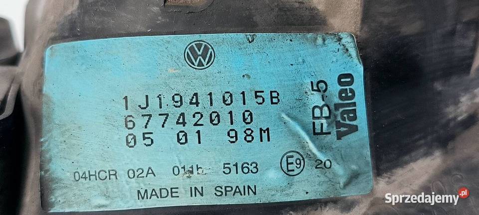 LAMPA LEWA PRZÓD VOLKSWAGEN GOLF IV 1J1941015B Pozostałe Lipno sprzedam