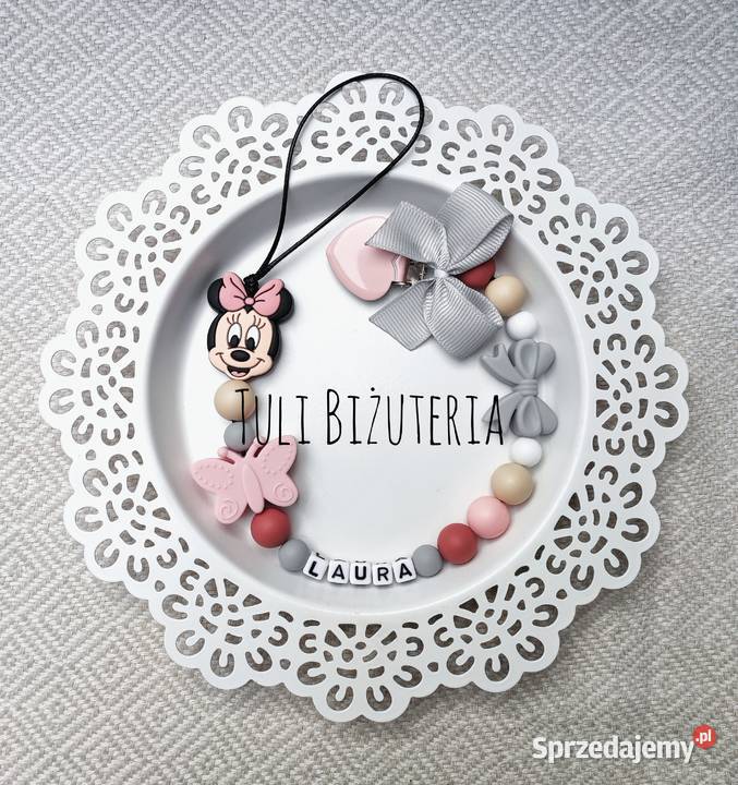 Zawieszka Minnie myszka do smoczka z imieniem sprzedam