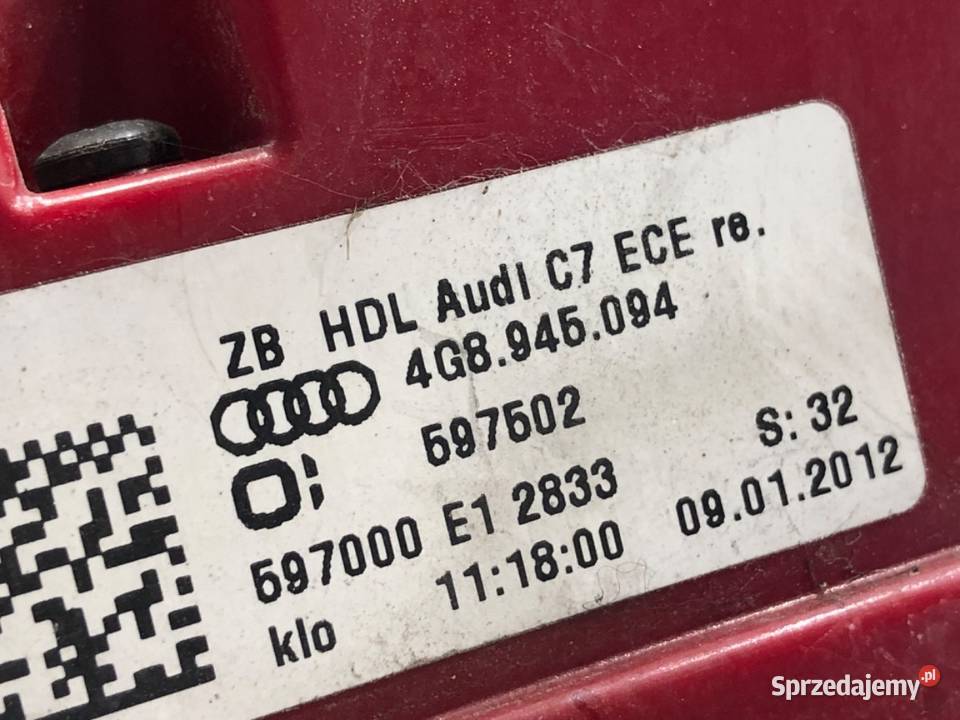 LAMPA TYŁ PRAWA WEWNĘTRZNA AUDI A7 4G 4G8945094 osobowe Lampy tylne sprzedam
