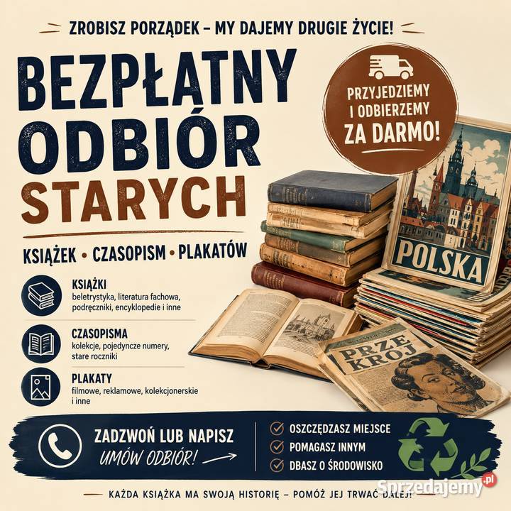Bezpłatny odbiór starych książek i czasopism Kraków