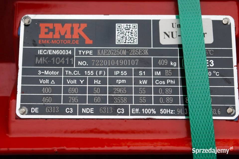Silnik elektryczny kołnierzowy 55kw 2965obr Pozostałe lubuskie Kargowa