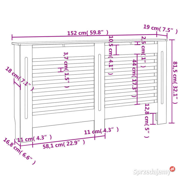 Osłona na kaloryfer 152x19x815 MDF WM288187 mazowieckie Warszawa