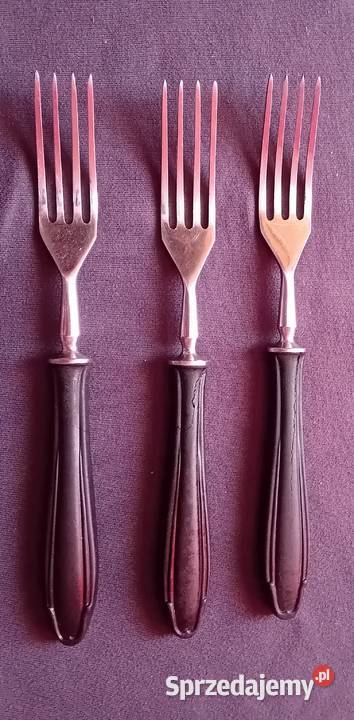 Trzy widelce Gerlach z bakelitowymi trzonkami Koźminek
