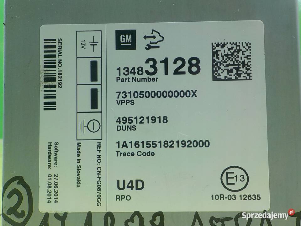 OPEL ASTRA J GTC 14T 16r 3D modul sterownik Suków