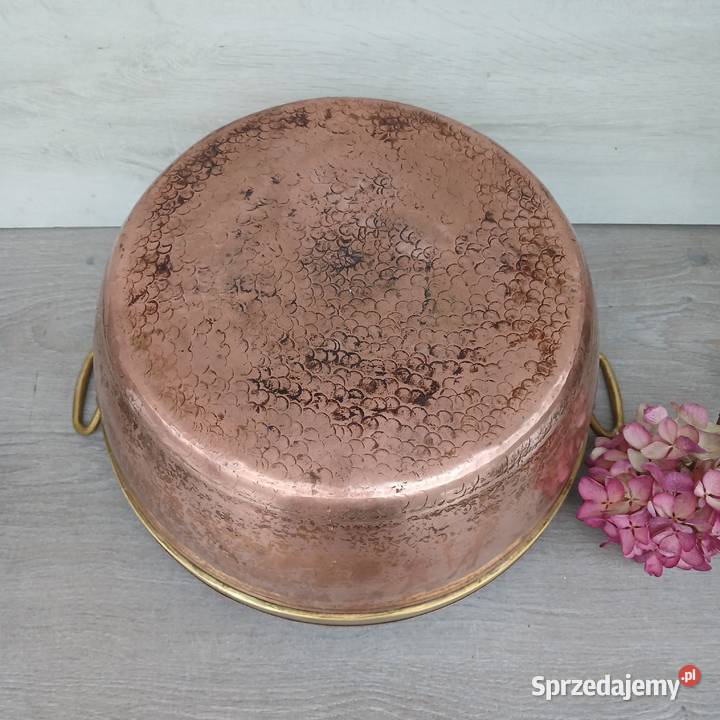 Duża miedziana misa garnek do powideł i Warszawa