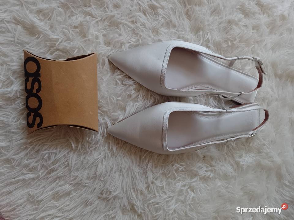 41 ASOS Design Białe Baleriny z odkrytą piętą z Balerinki Kraków